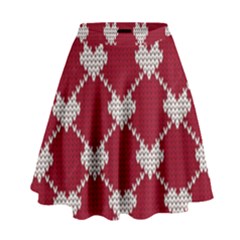 Christmas-seamless-knitted-pattern-background High Waist Skirt
