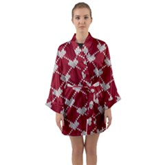 Christmas-seamless-knitted-pattern-background Long Sleeve Satin Kimono