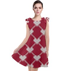 Christmas-seamless-knitted-pattern-background Tie Up Tunic Dress by nate14shop