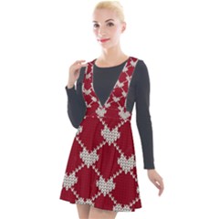 Christmas-seamless-knitted-pattern-background Plunge Pinafore Velour Dress