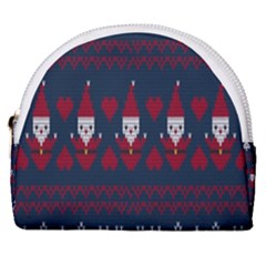 Christmas-seamless-knitted-pattern-background 005 Horseshoe Style Canvas Pouch by nate14shop