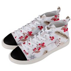 Christmas-seamless-pattern-with-fir-branches Men s Mid-top Canvas Sneakers