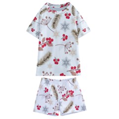 Christmas-seamless-pattern-with-fir-branches Kids  Swim Tee And Shorts Set by nate14shop