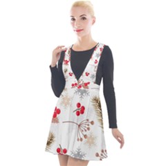 Christmas-seamless-pattern-with-fir-branches Plunge Pinafore Velour Dress