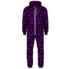 Small Bright Dayglo Purple Halloween Motifs Skulls, Spells & Cats On Spooky Black Hooded Jumpsuit (men) by PodArtist