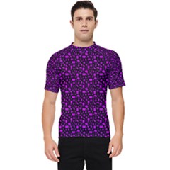 Small Bright Dayglo Purple Halloween Motifs Skulls, Spells & Cats On Spooky Black Men s Short Sleeve Rash Guard