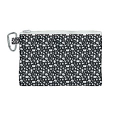 Small Bright White Halloween Motifs Skulls, Spells & Cats On Spooky Black  Canvas Cosmetic Bag (medium) by PodArtist