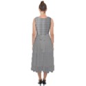 Small Soot Black and White Handpainted Houndstooth Check Watercolor Pattern Midi Tie-Back Chiffon Dress View2