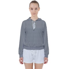 Small Soot Black And White Handpainted Houndstooth Check Watercolor Pattern Women s Tie Up Sweat