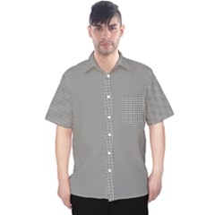 Small Soot Black And White Handpainted Houndstooth Check Watercolor Pattern Men s Hawaii Shirt