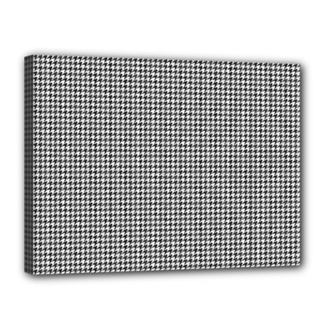 Soot Black And White Handpainted Houndstooth Check Watercolor Pattern Canvas 16  X 12  (stretched)