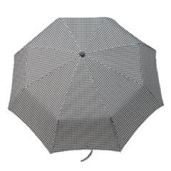 Soot Black And White Handpainted Houndstooth Check Watercolor Pattern Folding Umbrellas by PodArtist