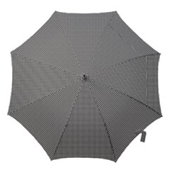 Soot Black And White Handpainted Houndstooth Check Watercolor Pattern Hook Handle Umbrellas (large)