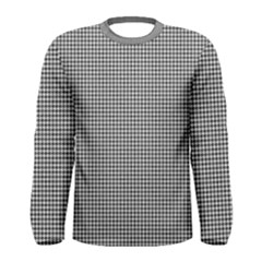 Soot Black And White Handpainted Houndstooth Check Watercolor Pattern Men s Long Sleeve Tee by PodArtist