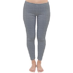 Soot Black And White Handpainted Houndstooth Check Watercolor Pattern Classic Winter Leggings