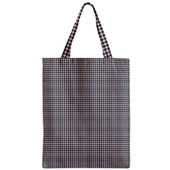 Soot Black And White Handpainted Houndstooth Check Watercolor Pattern Zipper Classic Tote Bag