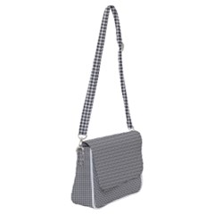Soot Black And White Handpainted Houndstooth Check Watercolor Pattern Shoulder Bag With Back Zipper