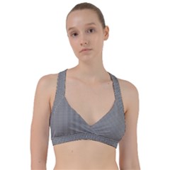 Soot Black And White Handpainted Houndstooth Check Watercolor Pattern Sweetheart Sports Bra