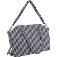 Soot Black And White Handpainted Houndstooth Check Watercolor Pattern Canvas Crossbody Bag