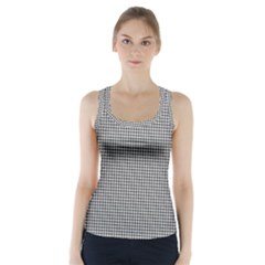 Soot Black And White Handpainted Houndstooth Check Watercolor Pattern Racer Back Sports Top
