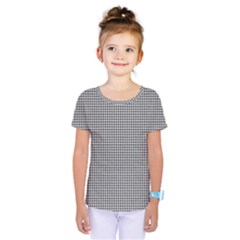 Soot Black And White Handpainted Houndstooth Check Watercolor Pattern Kids  One Piece Tee