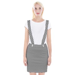 Soot Black And White Handpainted Houndstooth Check Watercolor Pattern Braces Suspender Skirt