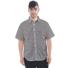 Soot Black And White Handpainted Houndstooth Check Watercolor Pattern Men s Short Sleeve Shirt