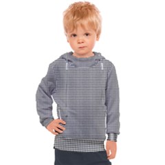 Soot Black And White Handpainted Houndstooth Check Watercolor Pattern Kids  Hooded Pullover by PodArtist