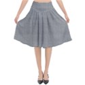 Soot Black and White Handpainted Houndstooth Check Watercolor Pattern Flared Midi Skirt View1