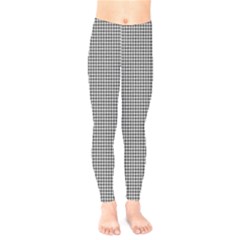 Soot Black And White Handpainted Houndstooth Check Watercolor Pattern Kids  Leggings