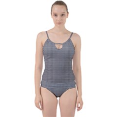 Soot Black And White Handpainted Houndstooth Check Watercolor Pattern Cut Out Top Tankini Set