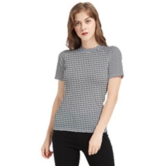 Soot Black And White Handpainted Houndstooth Check Watercolor Pattern Women s Short Sleeve Rash Guard