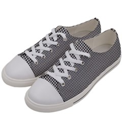 Soot Black And White Handpainted Houndstooth Check Watercolor Pattern Men s Low Top Canvas Sneakers by PodArtist