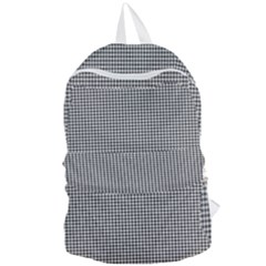 Soot Black And White Handpainted Houndstooth Check Watercolor Pattern Foldable Lightweight Backpack by PodArtist