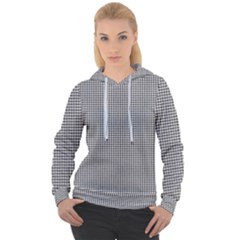 Soot Black And White Handpainted Houndstooth Check Watercolor Pattern Women s Overhead Hoodie