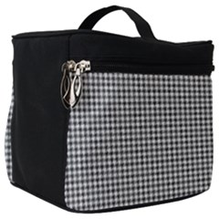 Soot Black And White Handpainted Houndstooth Check Watercolor Pattern Make Up Travel Bag (big)