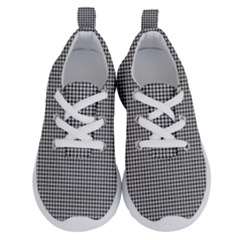 Soot Black And White Handpainted Houndstooth Check Watercolor Pattern Running Shoes