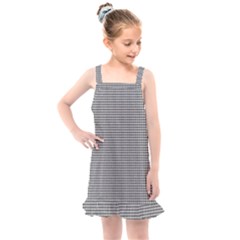 Soot Black And White Handpainted Houndstooth Check Watercolor Pattern Kids  Overall Dress by PodArtist