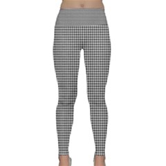 Soot Black And White Handpainted Houndstooth Check Watercolor Pattern Lightweight Velour Classic Yoga Leggings by PodArtist