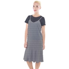Soot Black And White Handpainted Houndstooth Check Watercolor Pattern Camis Fishtail Dress