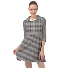 Soot Black And White Handpainted Houndstooth Check Watercolor Pattern Mini Skater Shirt Dress