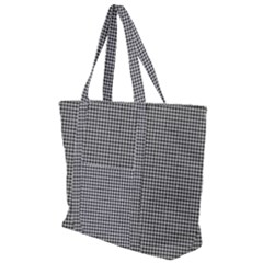 Soot Black And White Handpainted Houndstooth Check Watercolor Pattern Zip Up Canvas Bag by PodArtist