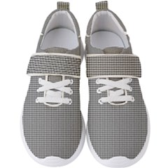 Soot Black And White Handpainted Houndstooth Check Watercolor Pattern Men s Velcro Strap Shoes