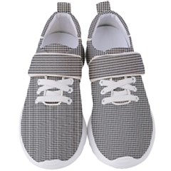 Soot Black And White Handpainted Houndstooth Check Watercolor Pattern Women s Velcro Strap Shoes by PodArtist