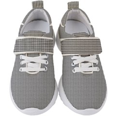 Soot Black And White Handpainted Houndstooth Check Watercolor Pattern Kids  Velcro Strap Shoes