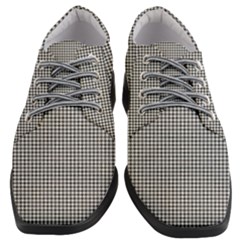 Soot Black And White Handpainted Houndstooth Check Watercolor Pattern Women Heeled Oxford Shoes by PodArtist