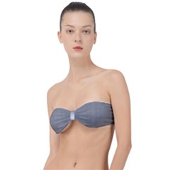 Soot Black And White Handpainted Houndstooth Check Watercolor Pattern Classic Bandeau Bikini Top 