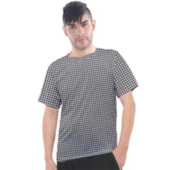Soot Black And White Handpainted Houndstooth Check Watercolor Pattern Men s Sport Top