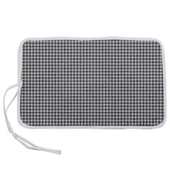 Soot Black And White Handpainted Houndstooth Check Watercolor Pattern Pen Storage Case (m)