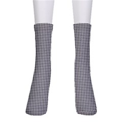 Soot Black And White Handpainted Houndstooth Check Watercolor Pattern Crew Socks by PodArtist